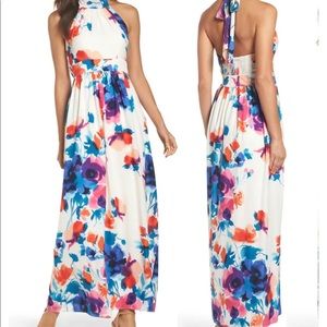Eliza J Floral Print Halter Maxi Dress Size 2